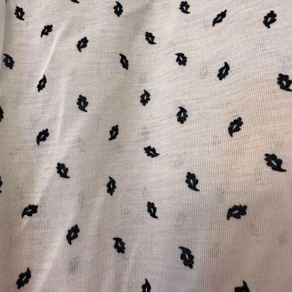 H&M Womens Blouse Top Leaf Pattern Long Sleve V Neck Pullover White Black Large - Picture 4 of 4